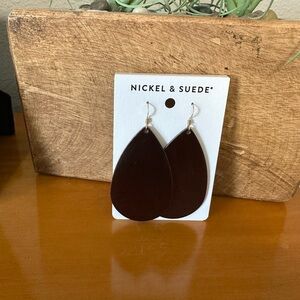 Nickel & Suede Metallic Cocoa Teardrop Earrings